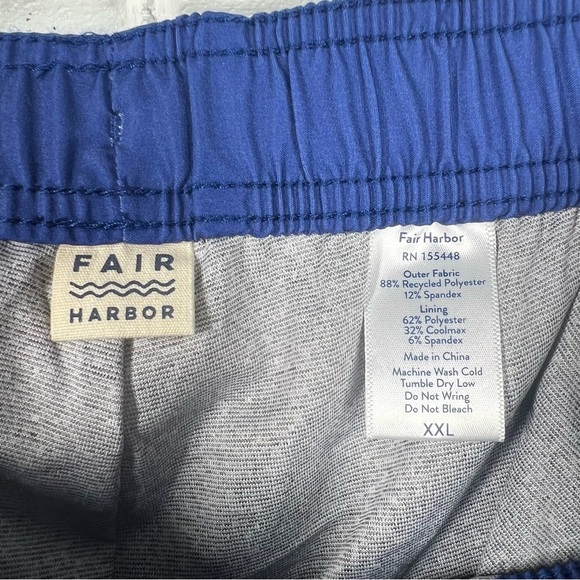 FAIR HARBOR Blue Colorblock Lined Men's Swim Trunks Board Shorts Size XXL - Picture 2 of 7